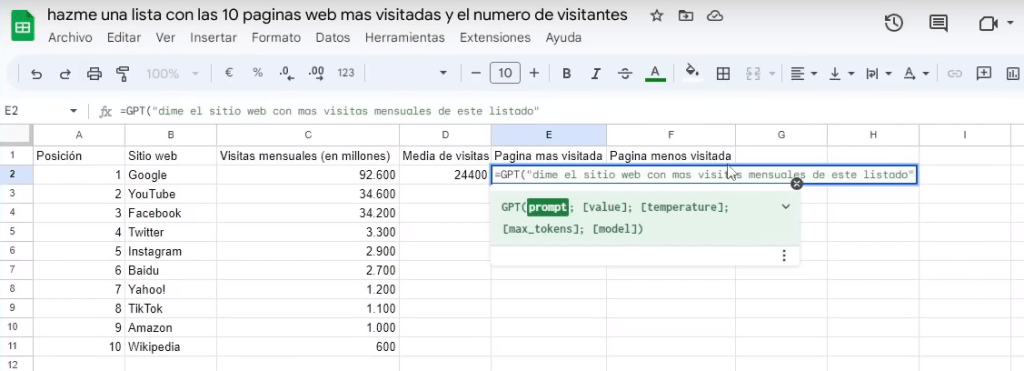 chapgpt google sheet text excel